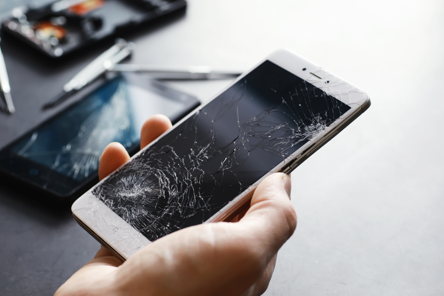 Smartphone with a Broken Touch Screen. Mobile Phone Is Broken. T